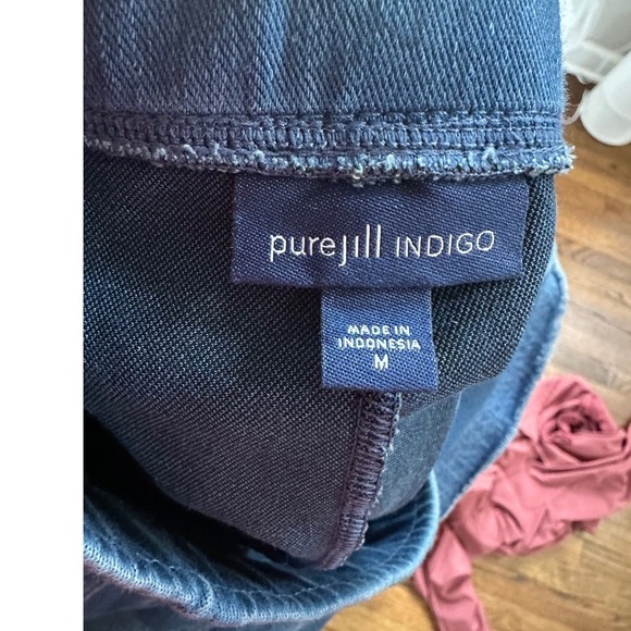 J Jill Pure Indigo Knit Denim Straight Leg Pull On Pants with Pockets Size M - Picture 4 of 5
